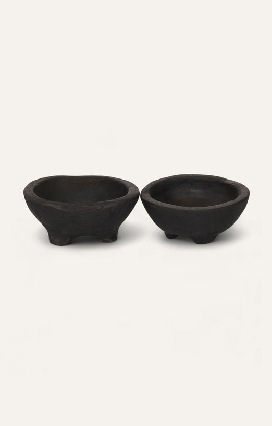 Charcoal Black Pedestal Bowl Set of 2