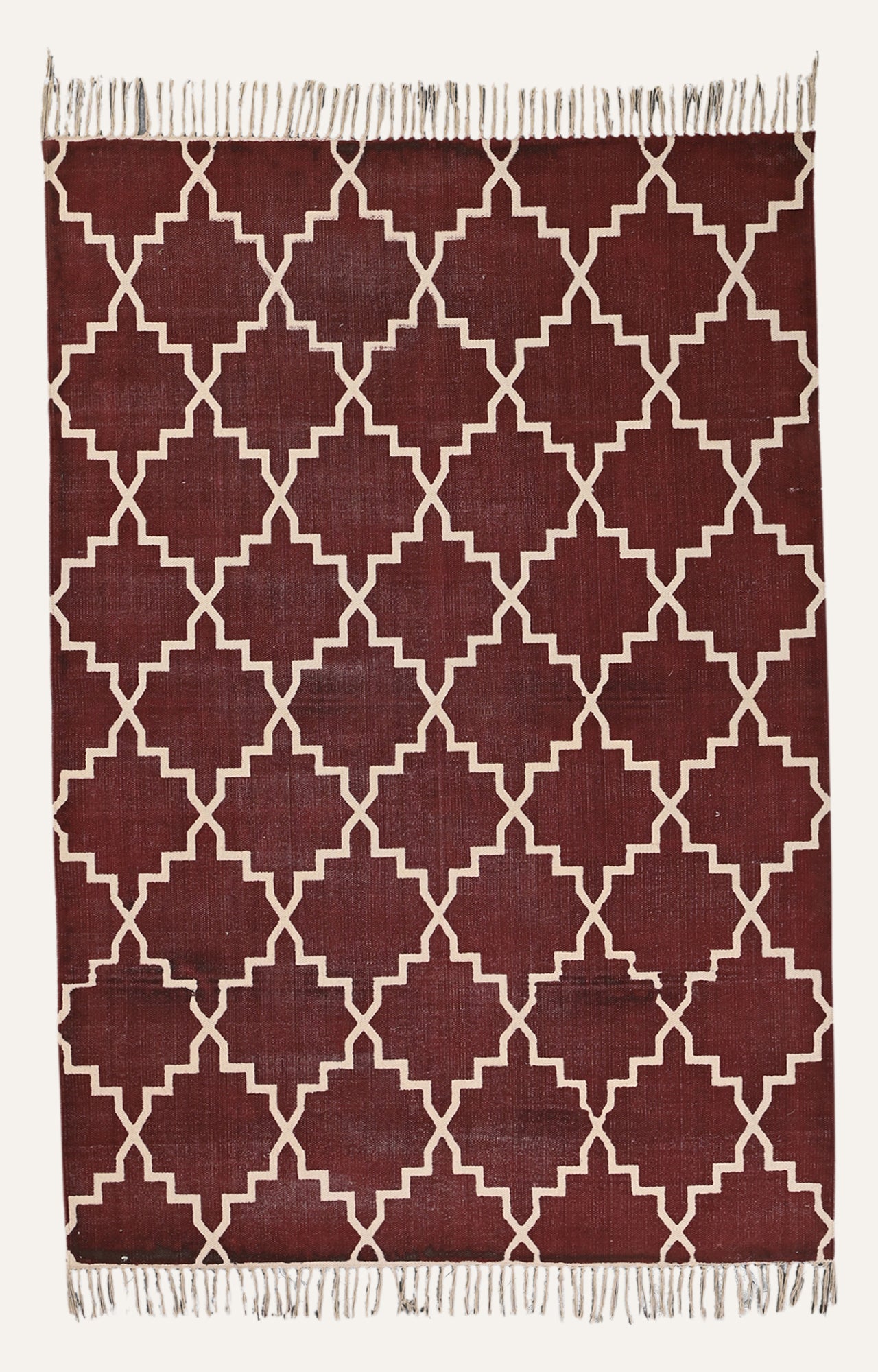 Maroon Trellis Cotton Rug