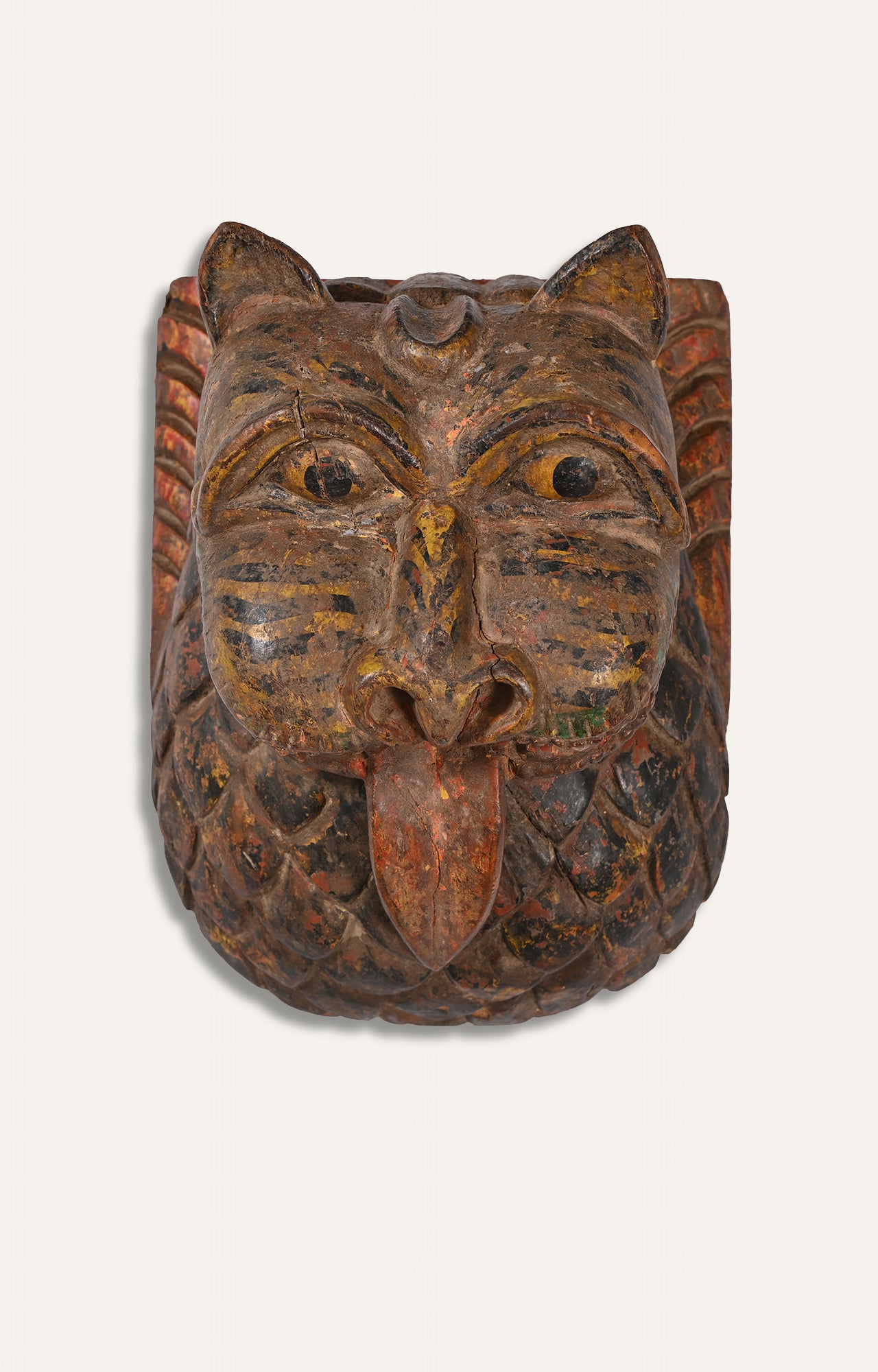 Hand-Carved Wooden Lion Mask
