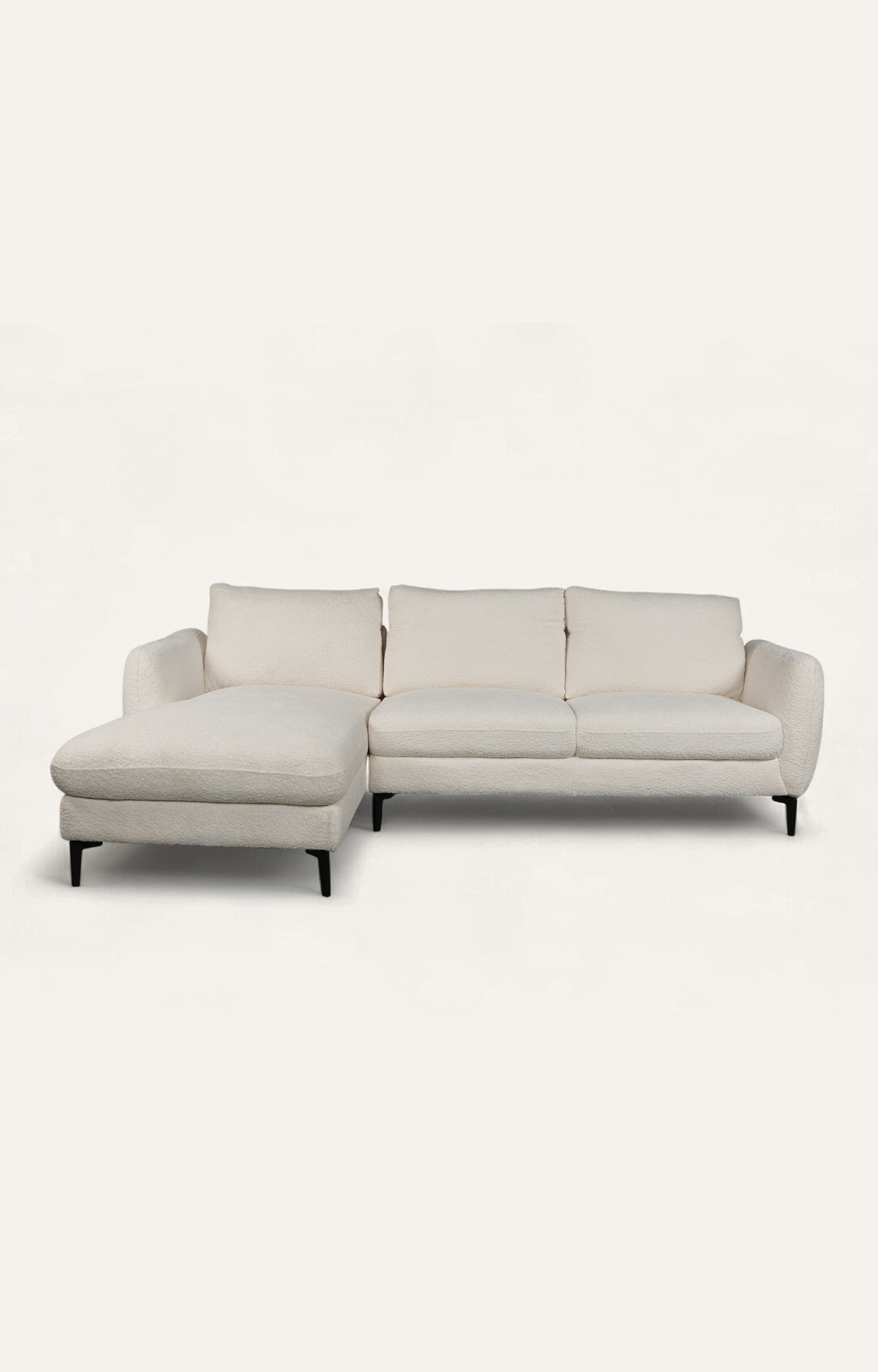 Modern Cream Bouclé Left Sectional Sofa