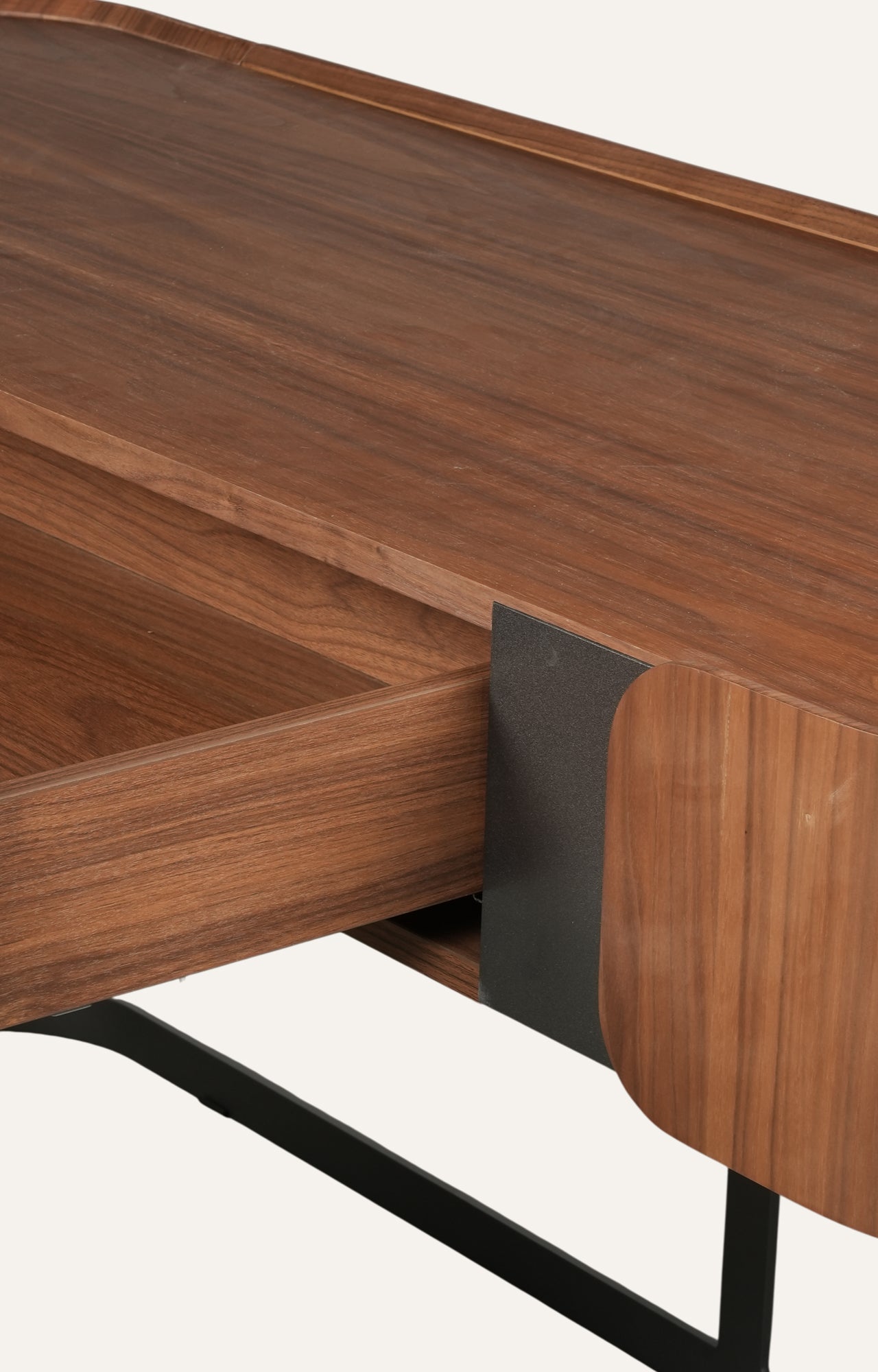 Walnut Writing Desk with Metal Frame