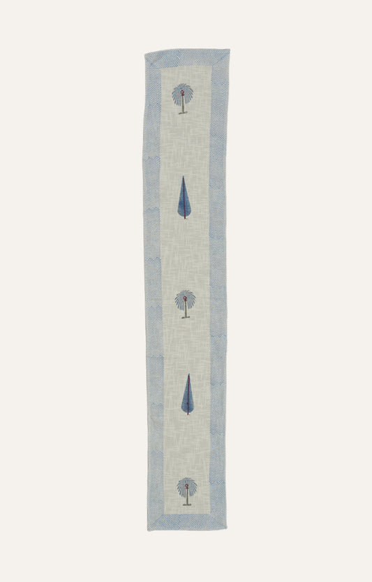 Garden Stroll: Blue Hand block Printed Table Runner