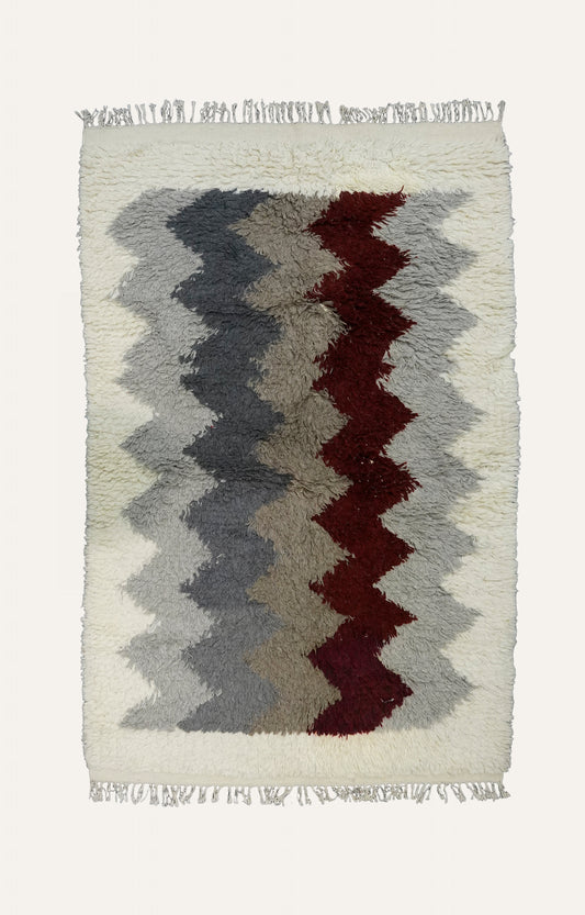 White Chevron Shaggy Cotton Rug
