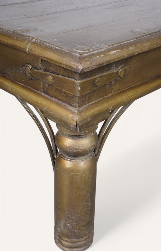 Gold Wood and Brass Side Table