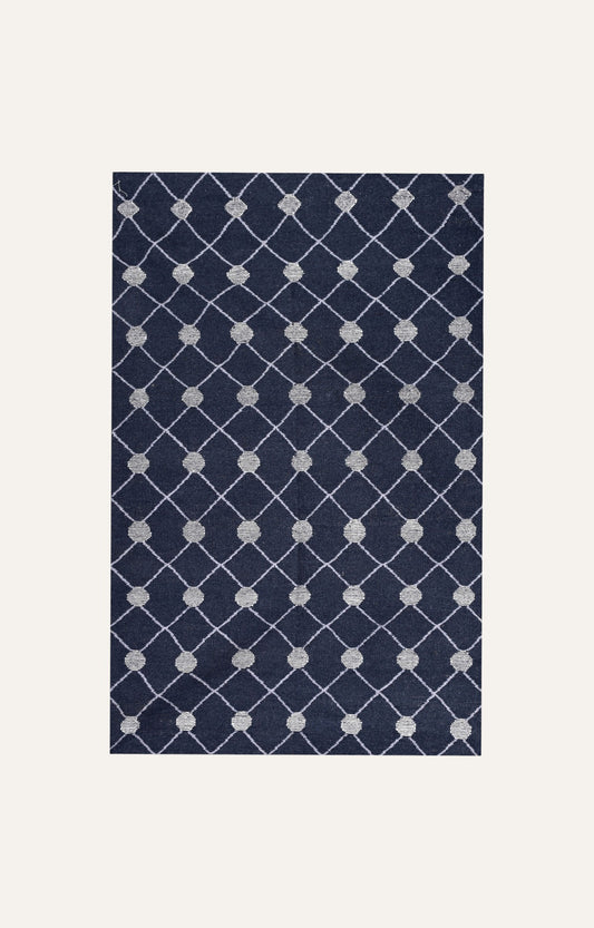 Blue And White Wavy Pattern  Rug