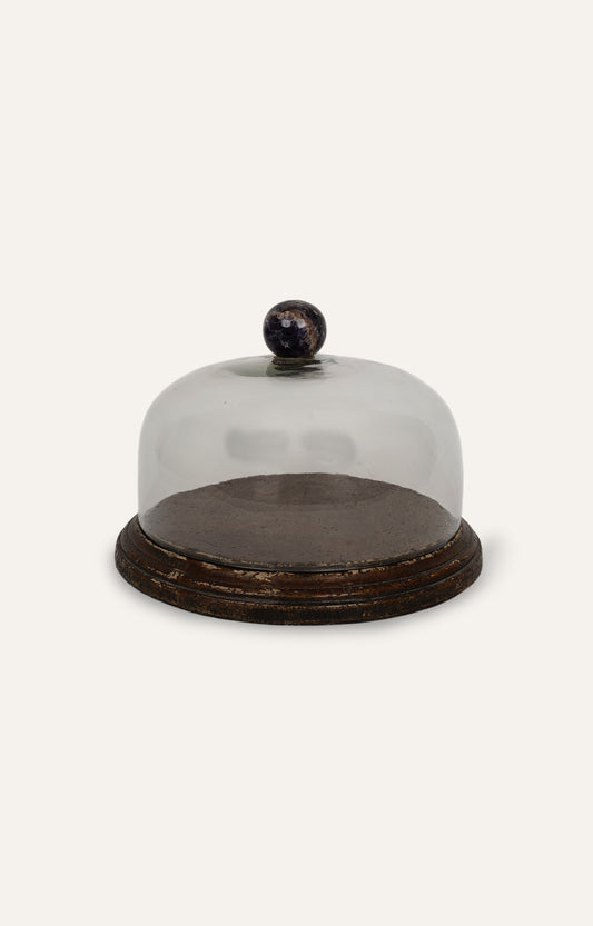 Vintage Cake Cloche with Tiger Eye Crystal Finial