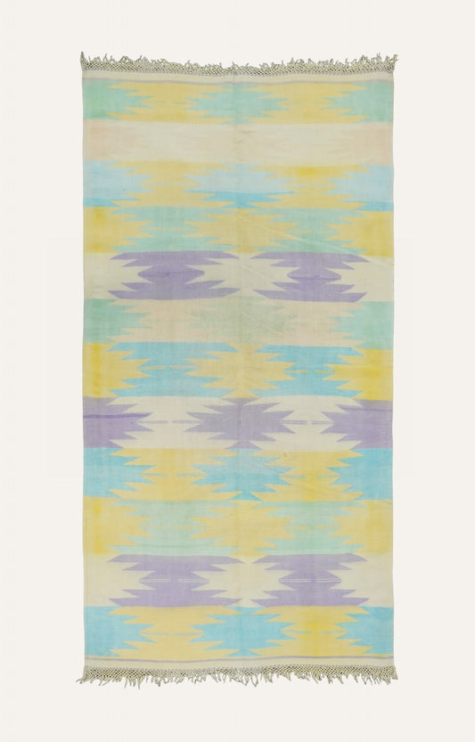 Pastel Ikat Handwoven Cotton Rug