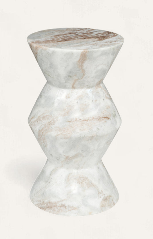Geometric Travertine Marble Accent Table