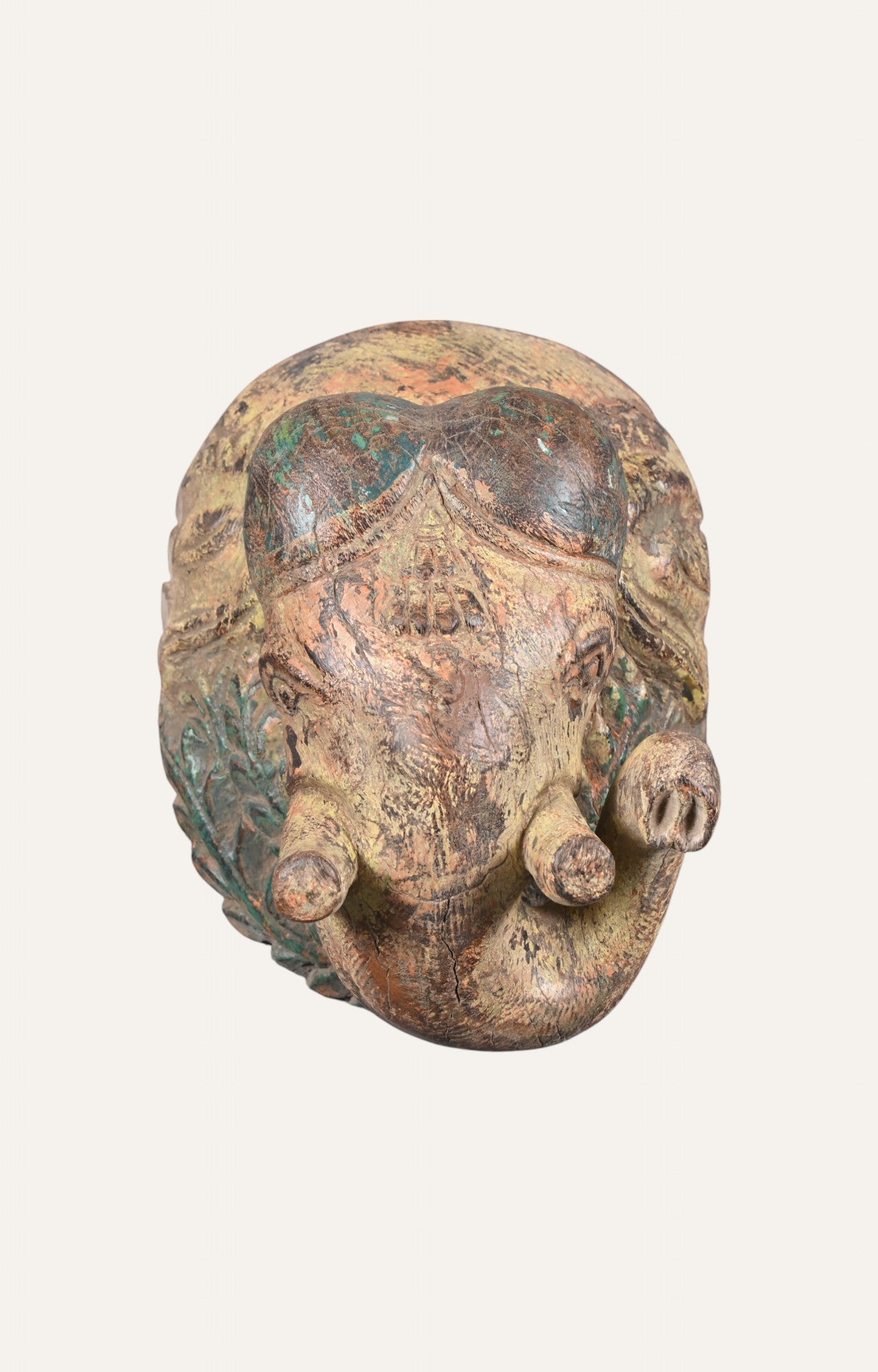 Abstract Hand-Carved Wooden Wall Mask