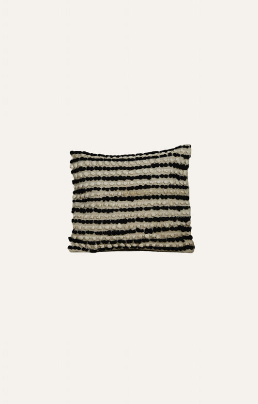 Handwoven Black & Beige Textured Cushion