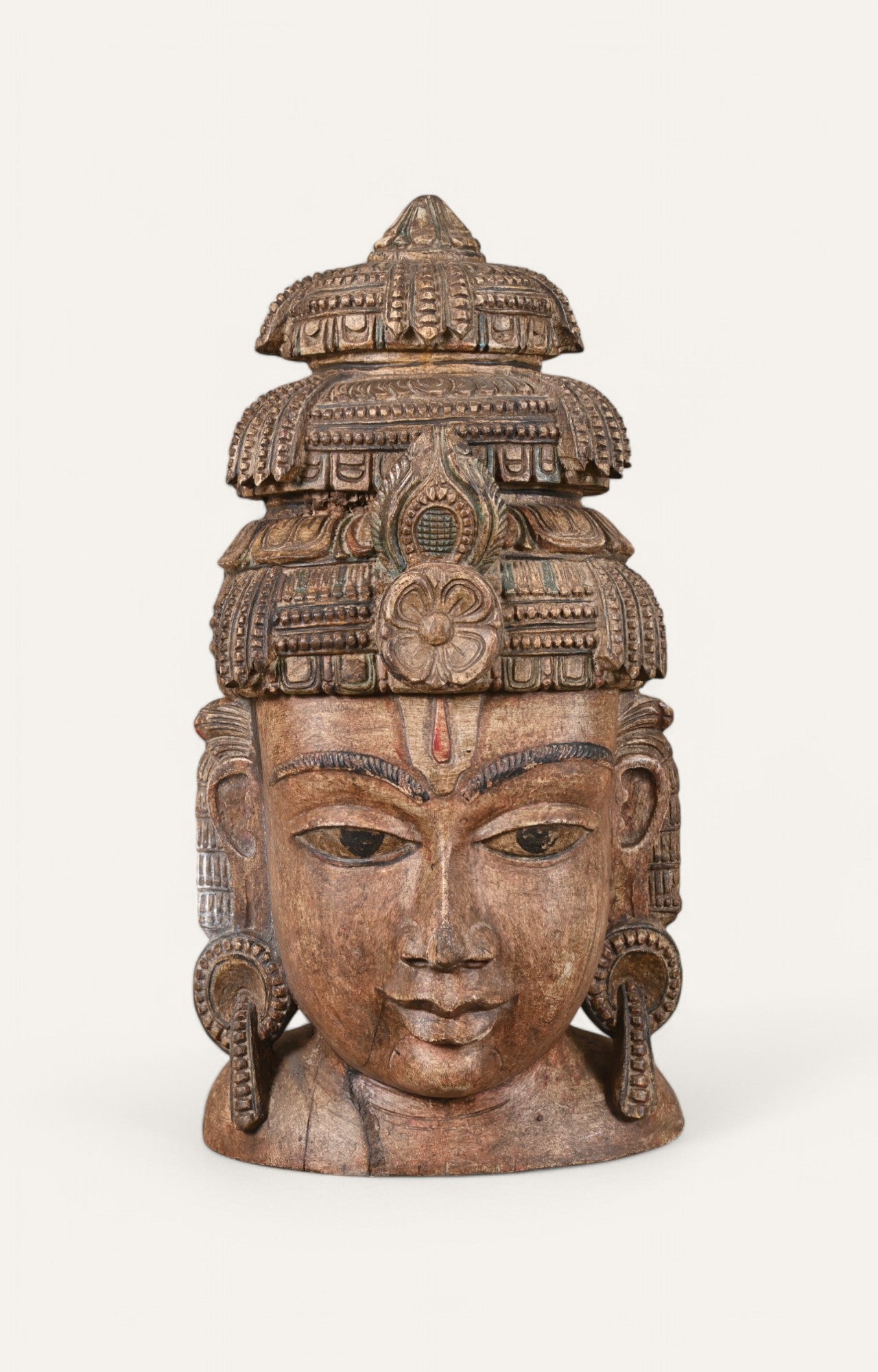 Divine Figure Hand-Carved Wooden Wall Mask
