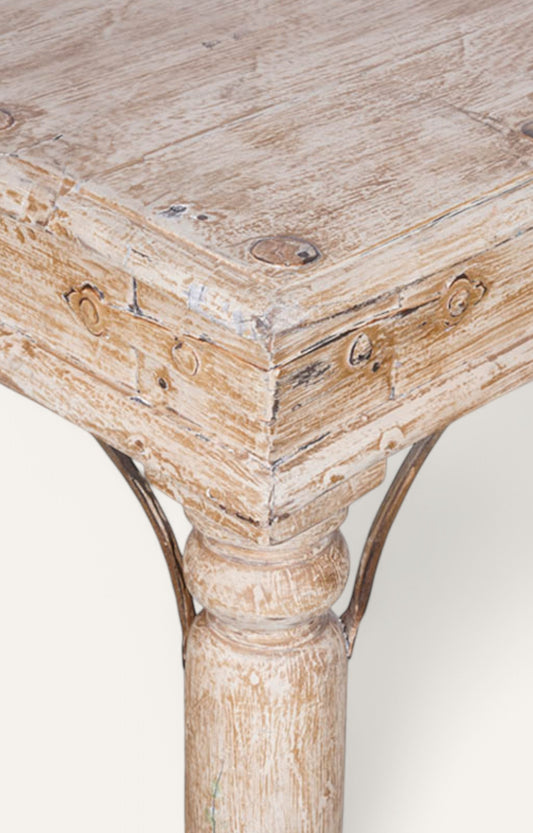 White Distress Finish Wooden Side Table