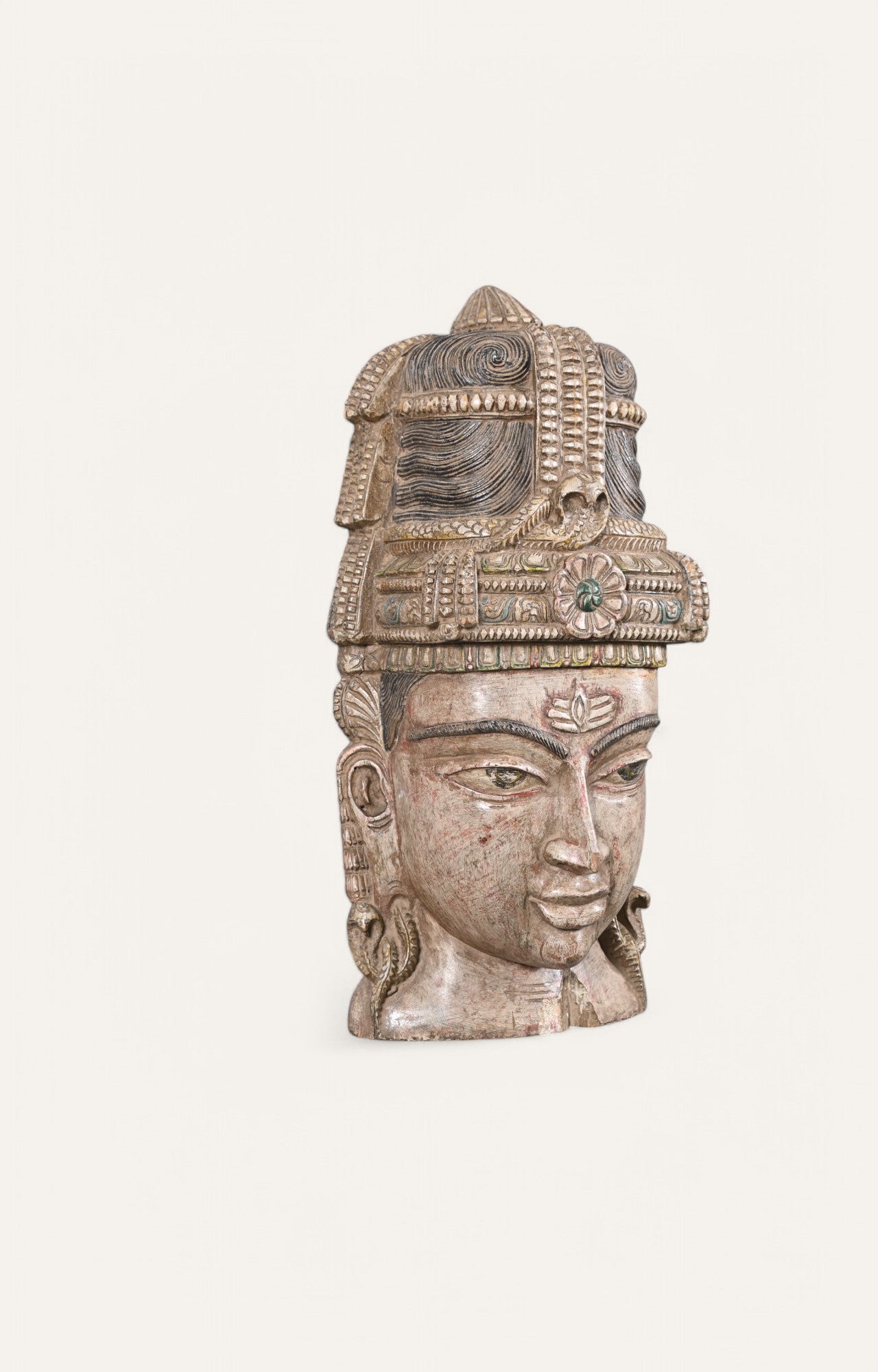 Traditional Man Hand-Carved Wooden Wall Mask