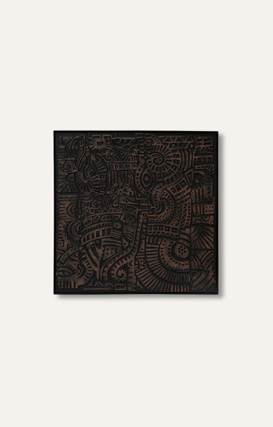 Black Abstract 3D Art Relief on Canvas
