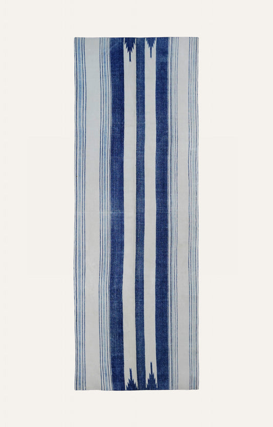 Blue Ikat Handwoven Cotton Rug