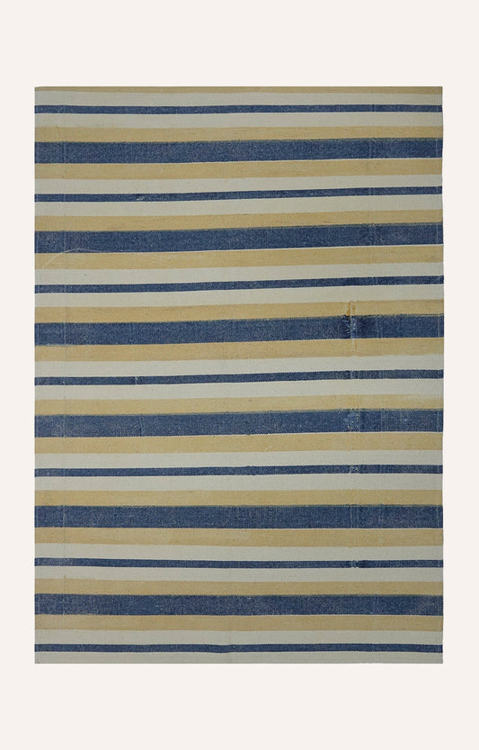 Screen Printed Handwoven Striped Area Rug