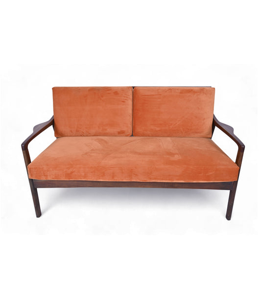 Wooden & Velvet Sofa Two Seater Sofa