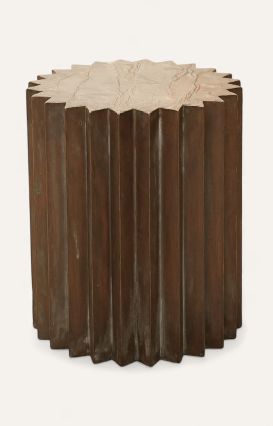 Brass Clad Wooden Side Table