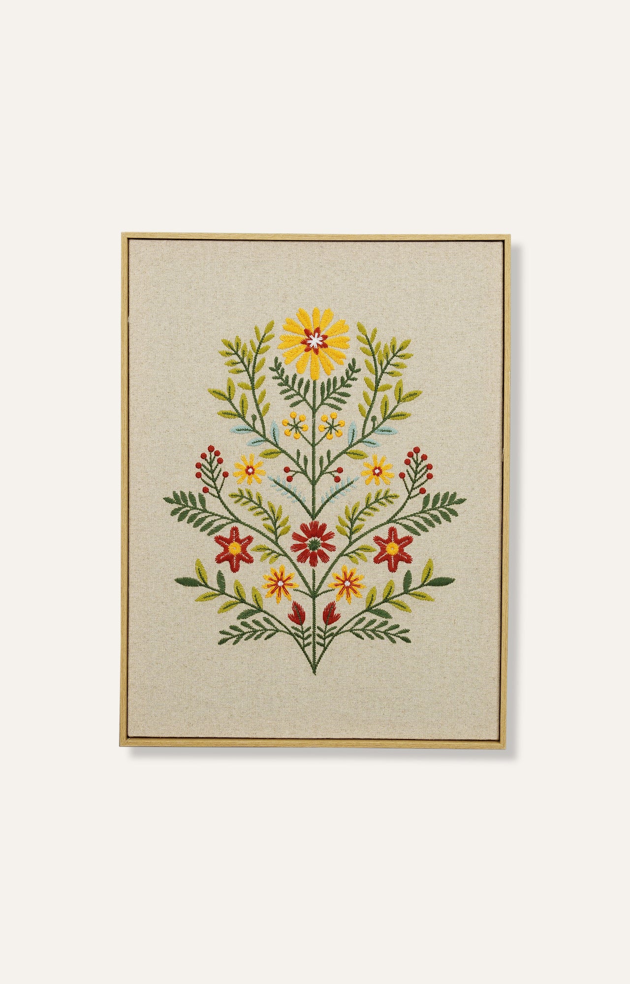 Floral Embroidery Art with Frame