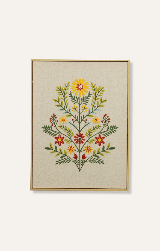 Floral Embroidery Art with Frame