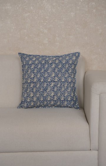 Indigo Petal Block Print Cushion Cover