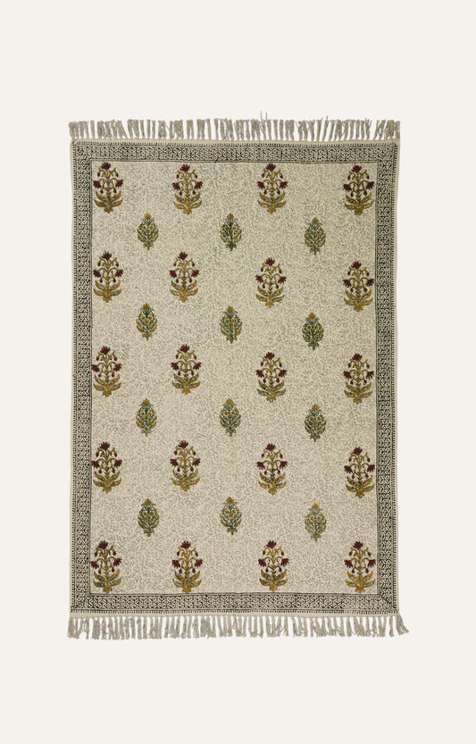 Floral Motif Block Printed Throw