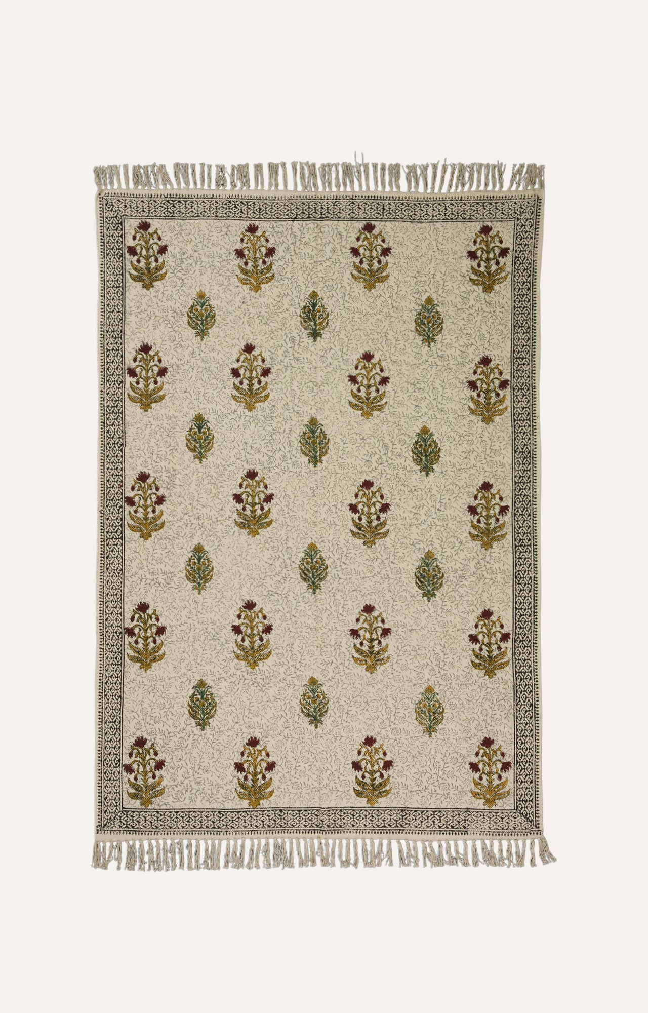 Floral Motif Block Printed Throw