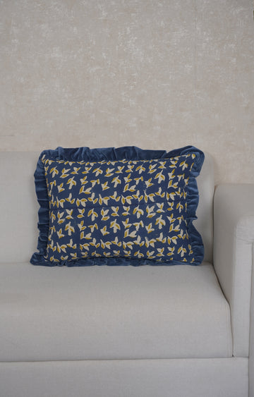 Midnight Birdsong Ruffle Cushion Cover