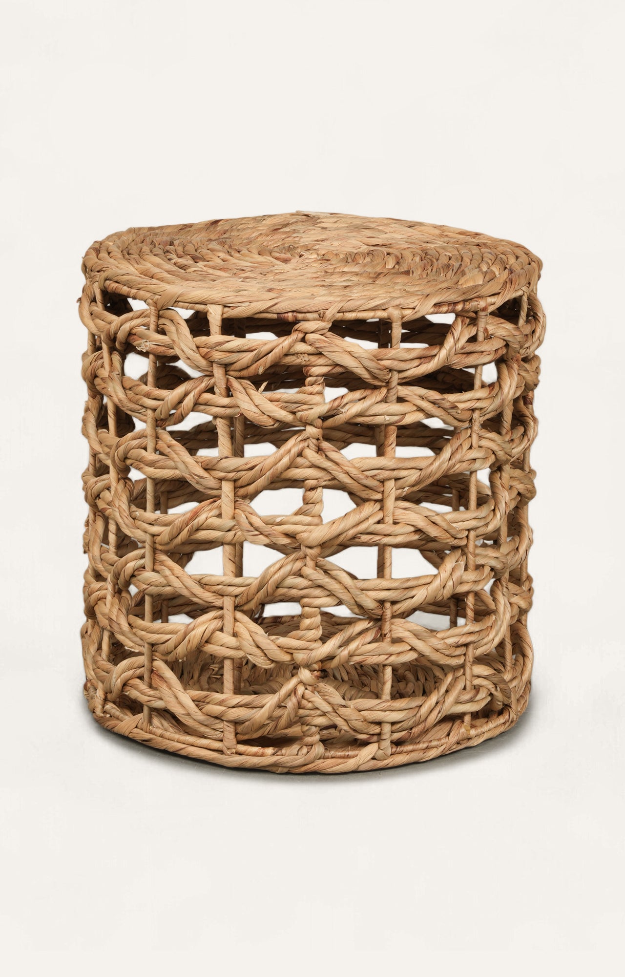 Open Weave Round Natural Fiber Pouf