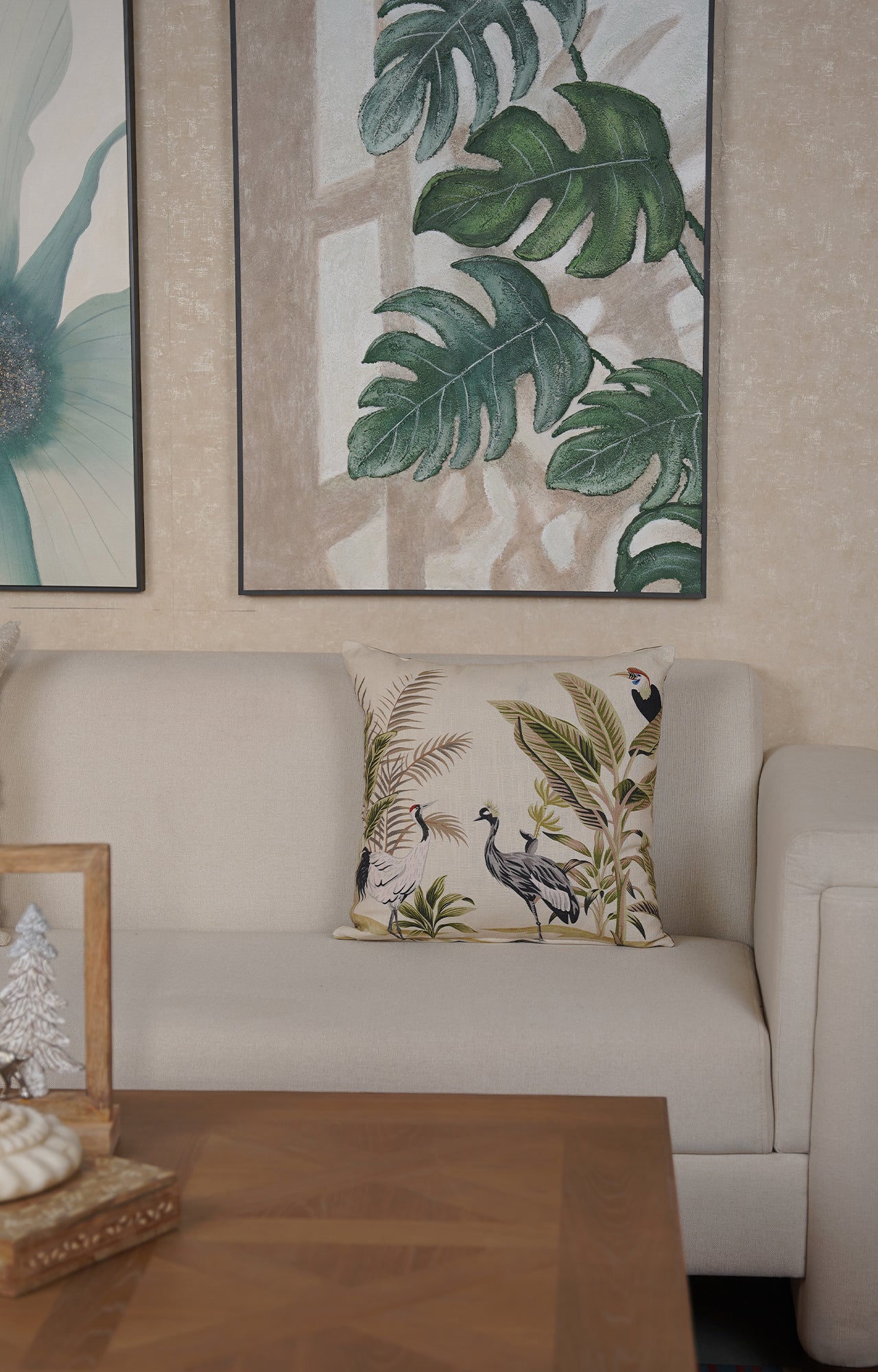 Cranes Cotton Cushion Cover