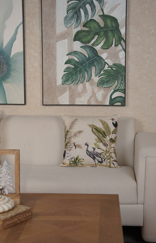 Cranes Cotton Cushion Cover