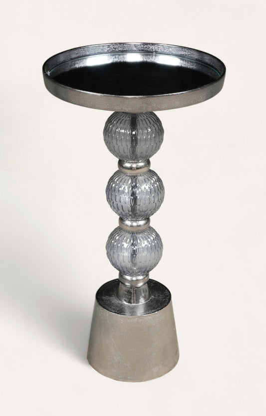 Art Deco Silver and Glass Orb Accent Table