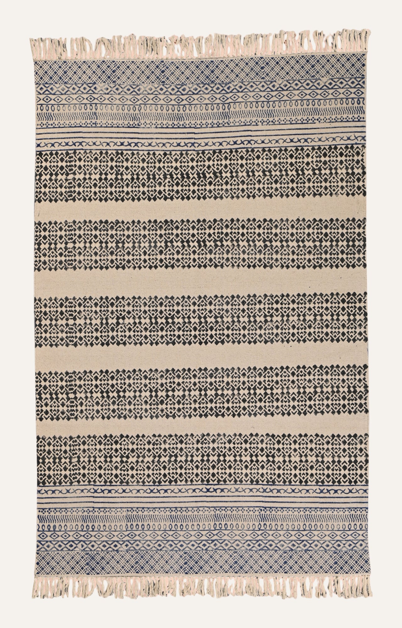 Indigo Stripe Band Cotton Rug