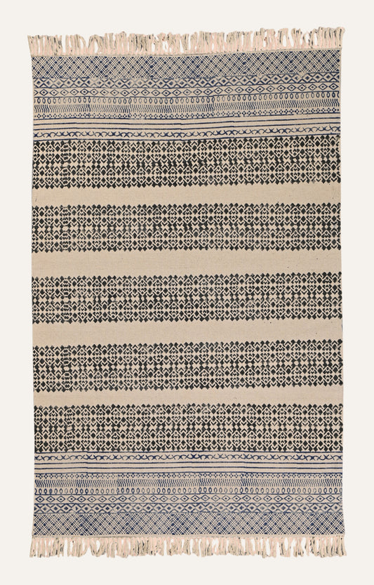 Indigo Stripe Band Cotton Rug