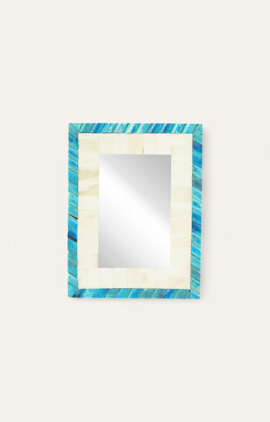 White and Blue Decorative Resin and Bone Countertop Photo Frame