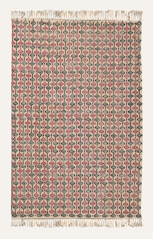 Starburst Motif Block-Printed Rug