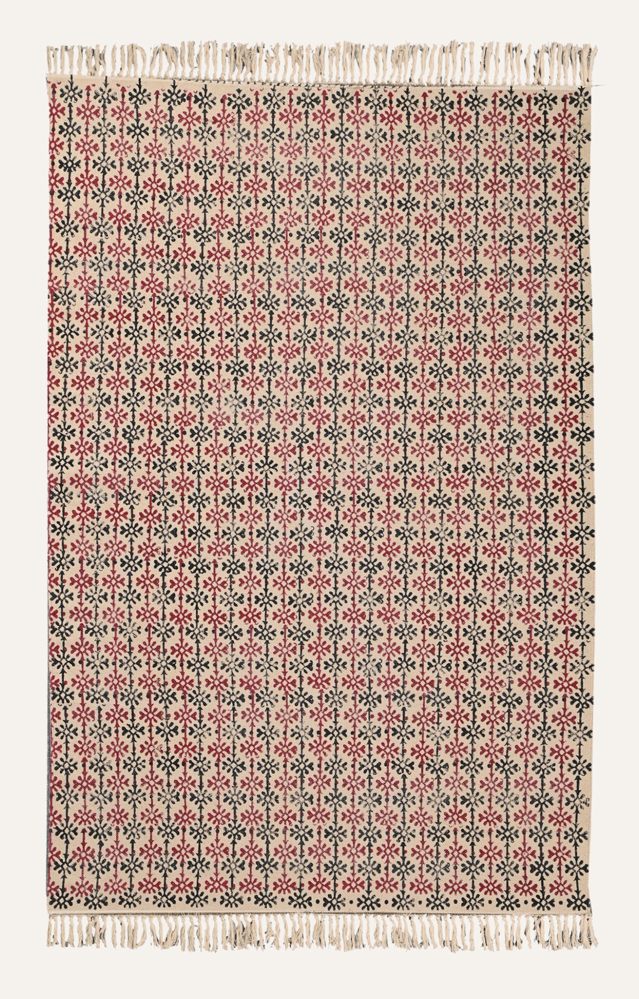Starburst Motif Block-Printed Rug
