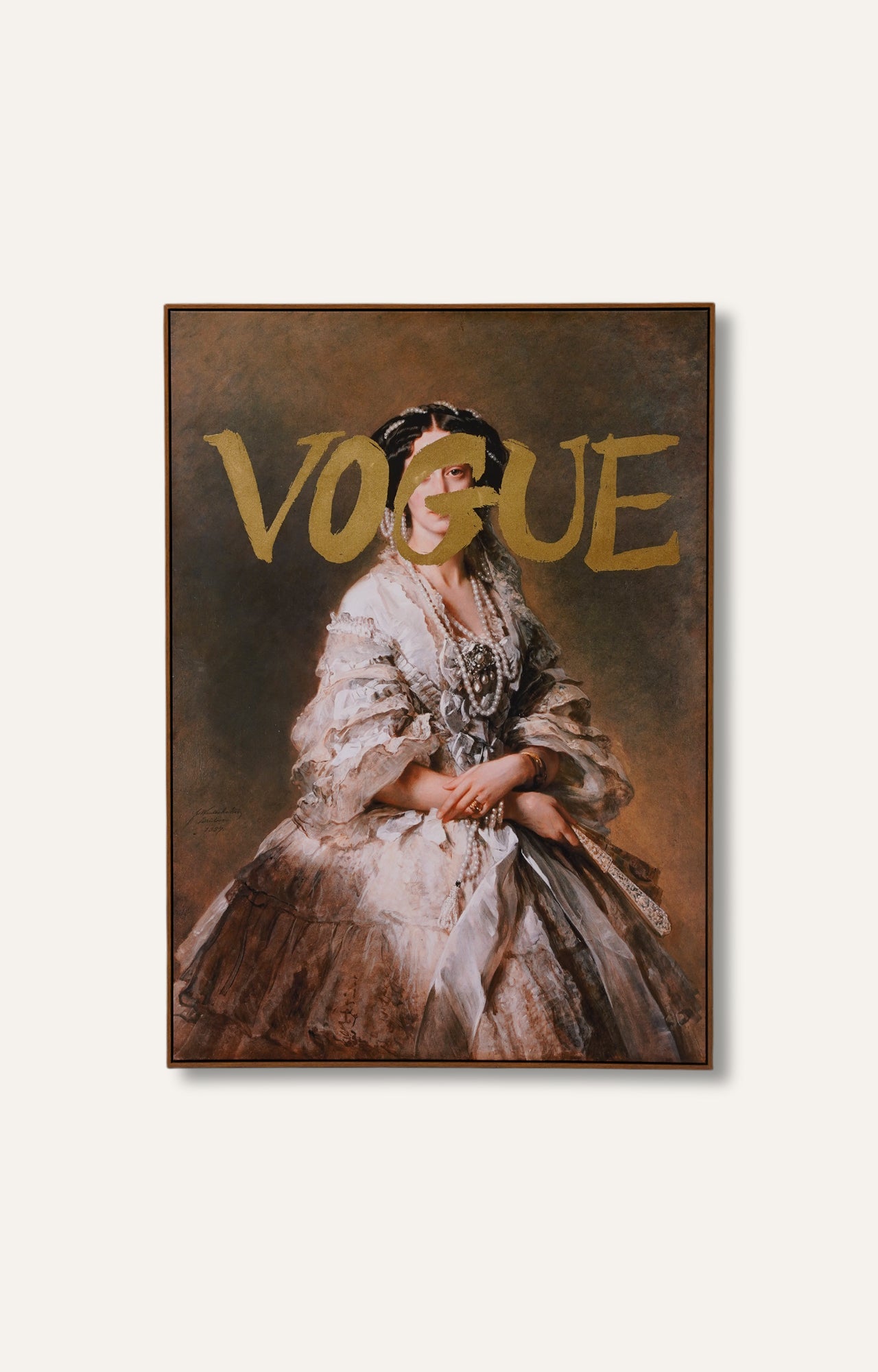 Classic Vogue Lady Canvas Print Wall Art with Golden Foil Embellishment