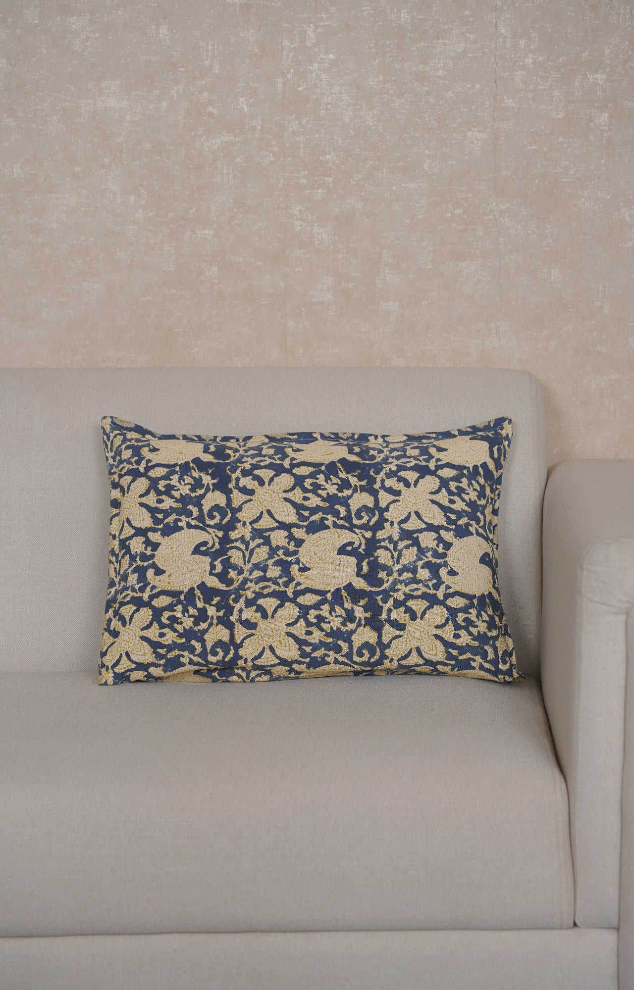 Antique Blue Jacobean Cushion Cover