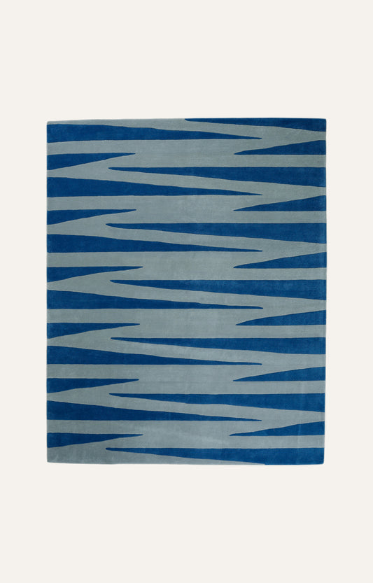 Blue Tuftted Chevron Pattern Carpet