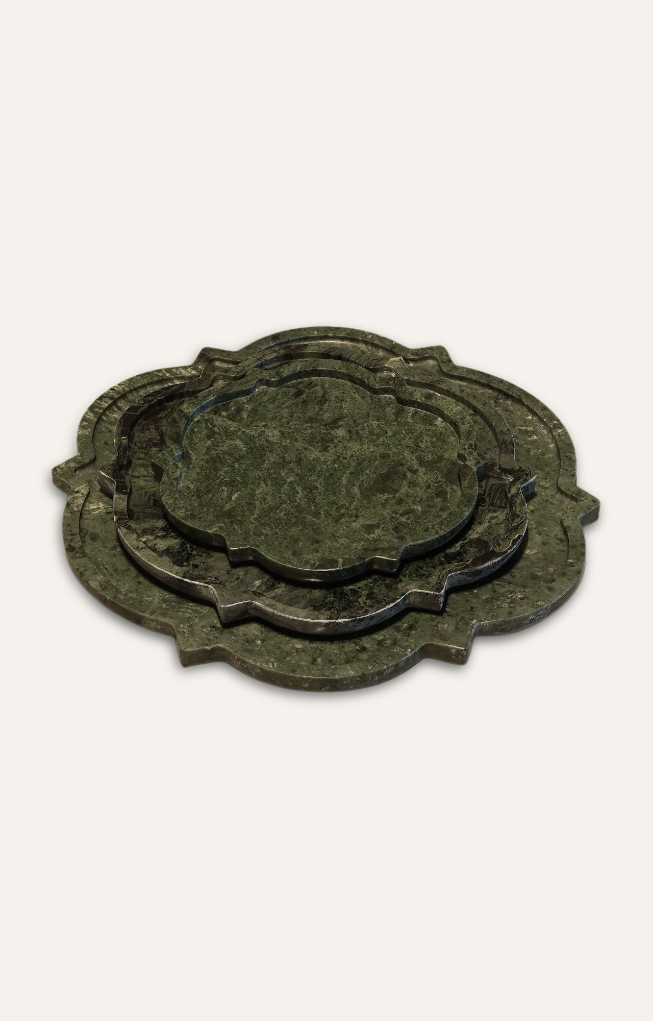 Verdure Green Marble Platter Set (Set of 3)