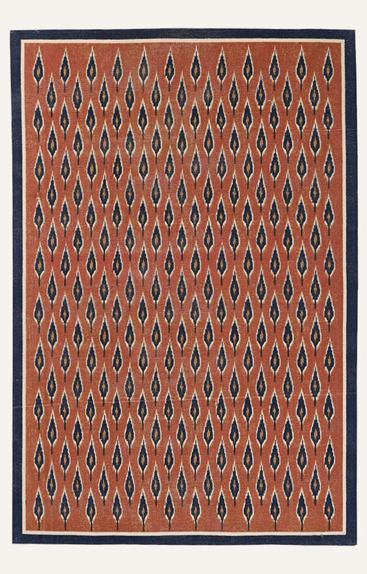 Rust & Indigo Reprise Leaf Cotton Rug
