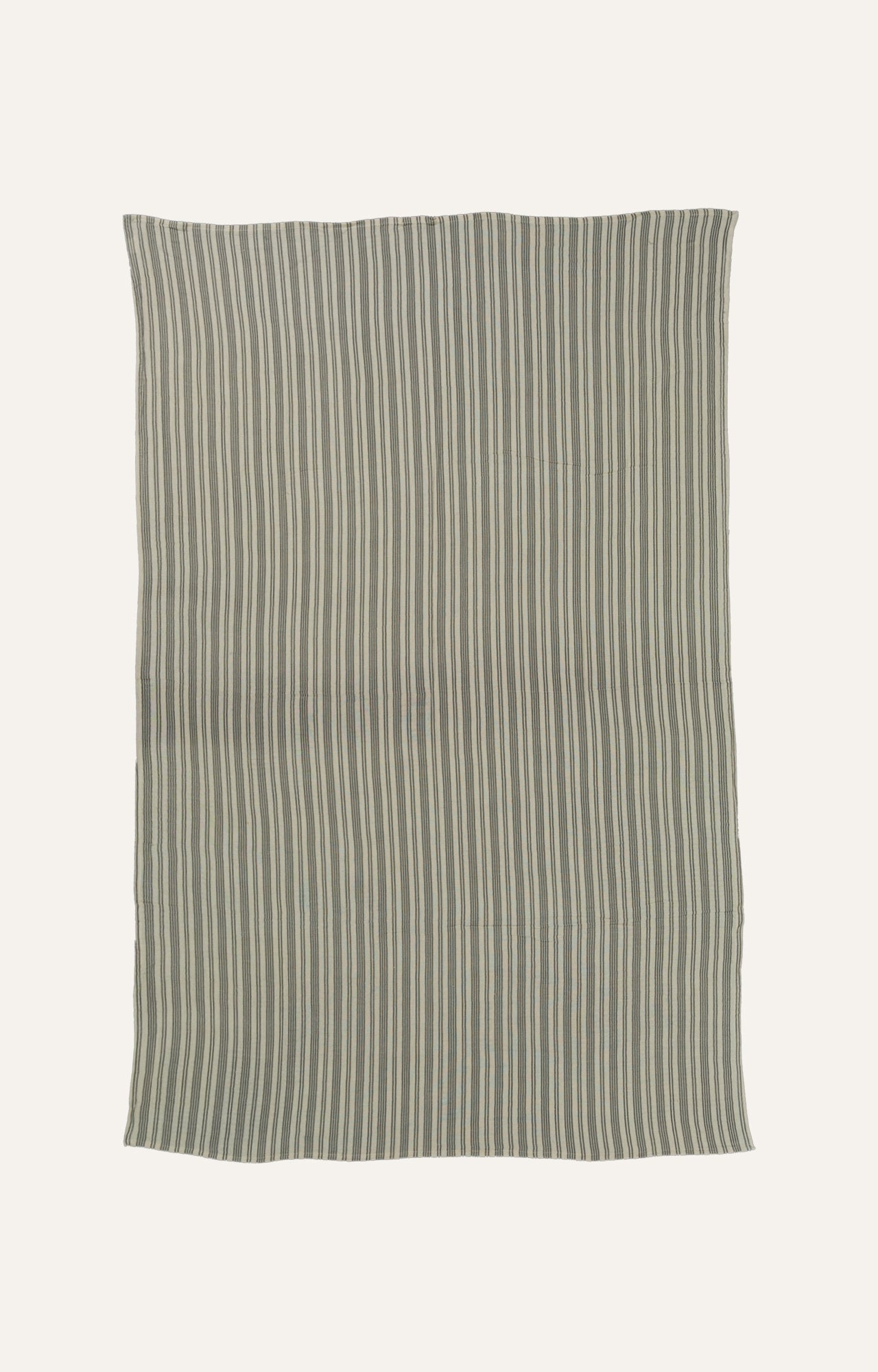 Striped Cotton Throw in Ecru & Charcoal
