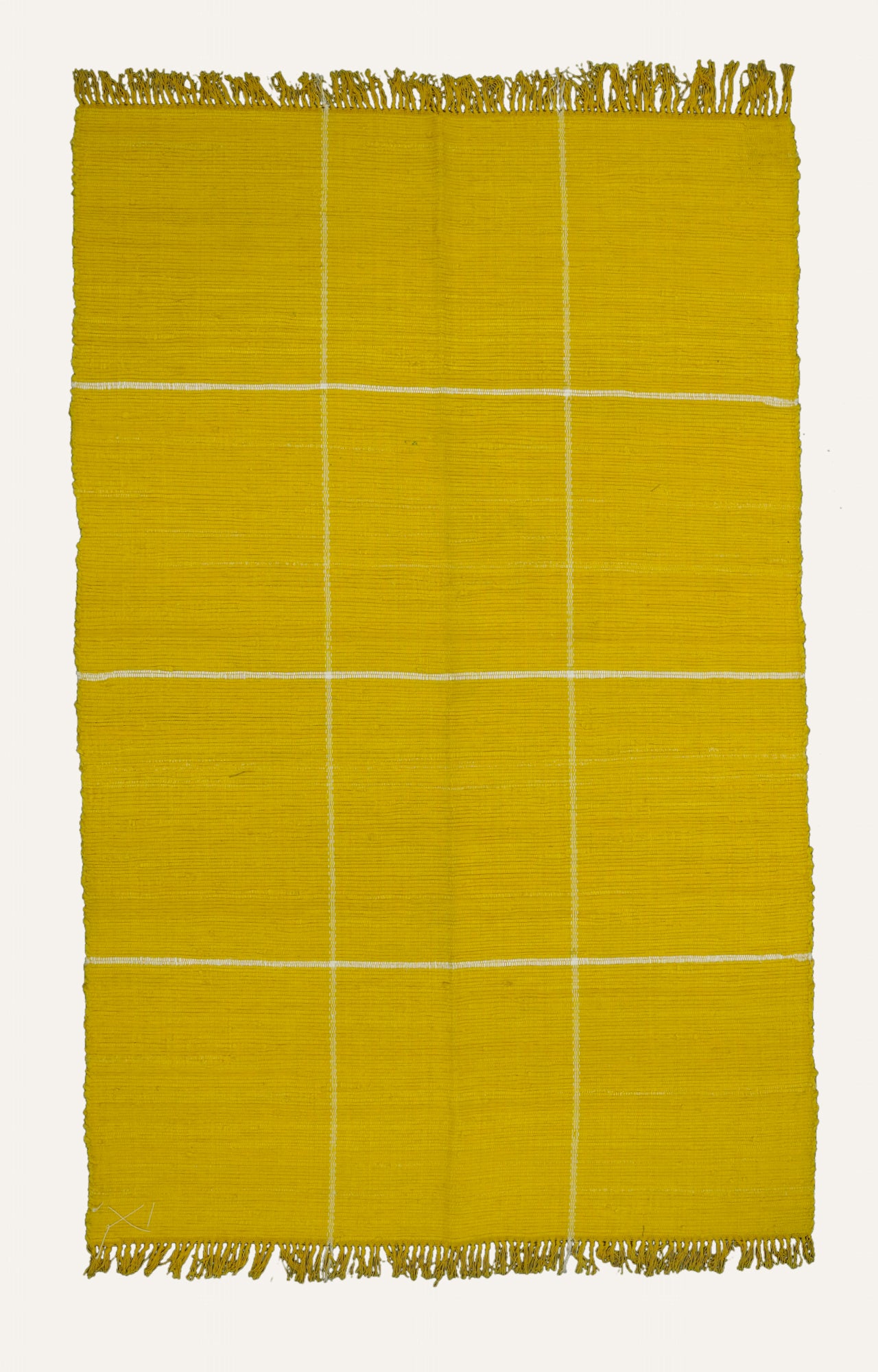 Musturd Cotton Rug with Tassels