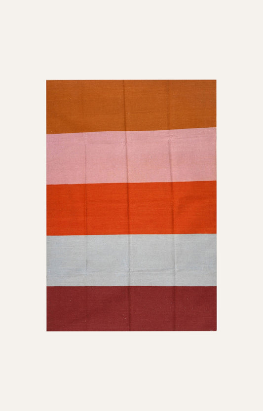 Hand Knotted Striped woolen kilim Rug