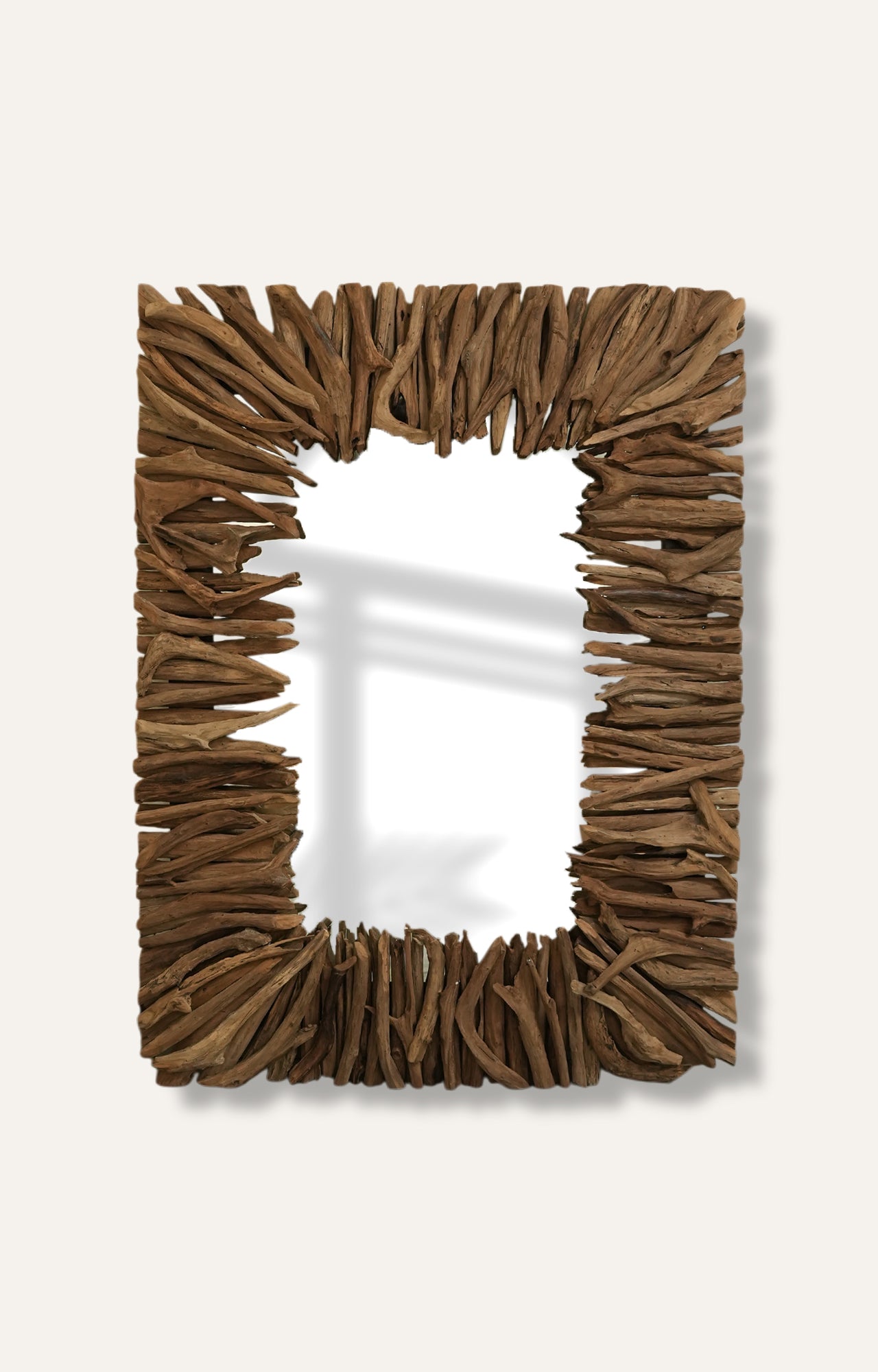  Handcrafted mirror with reclaimed teak driftwood-style rectangle frame