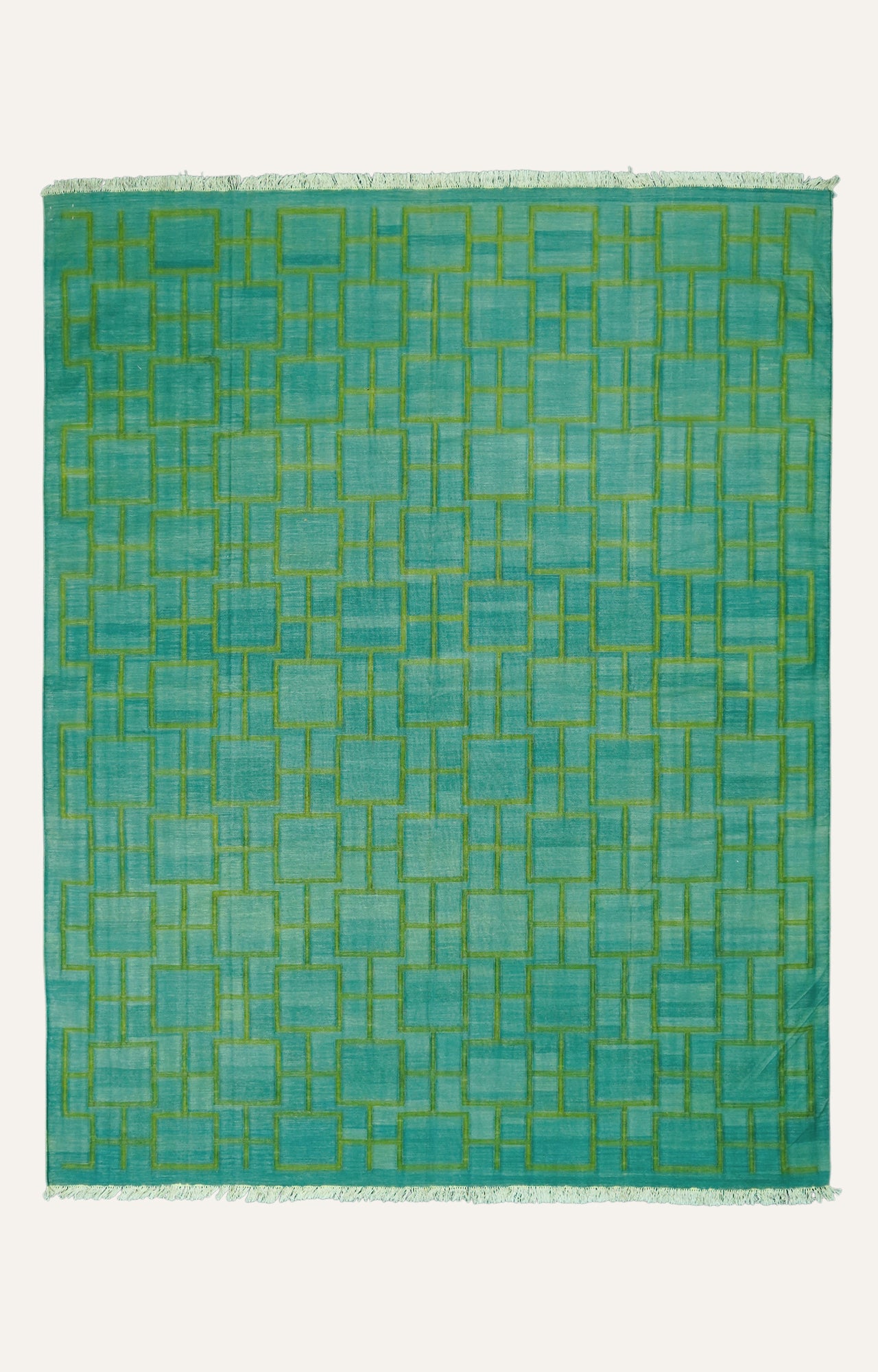 Turquoise Lattice Handwoven Geometric Rug