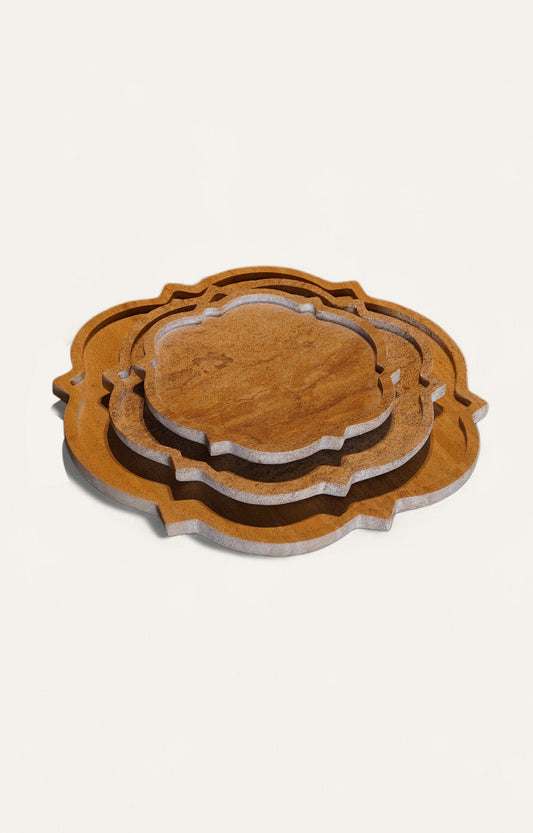 Solano Yellow Marble Platter Set (Set of 3)