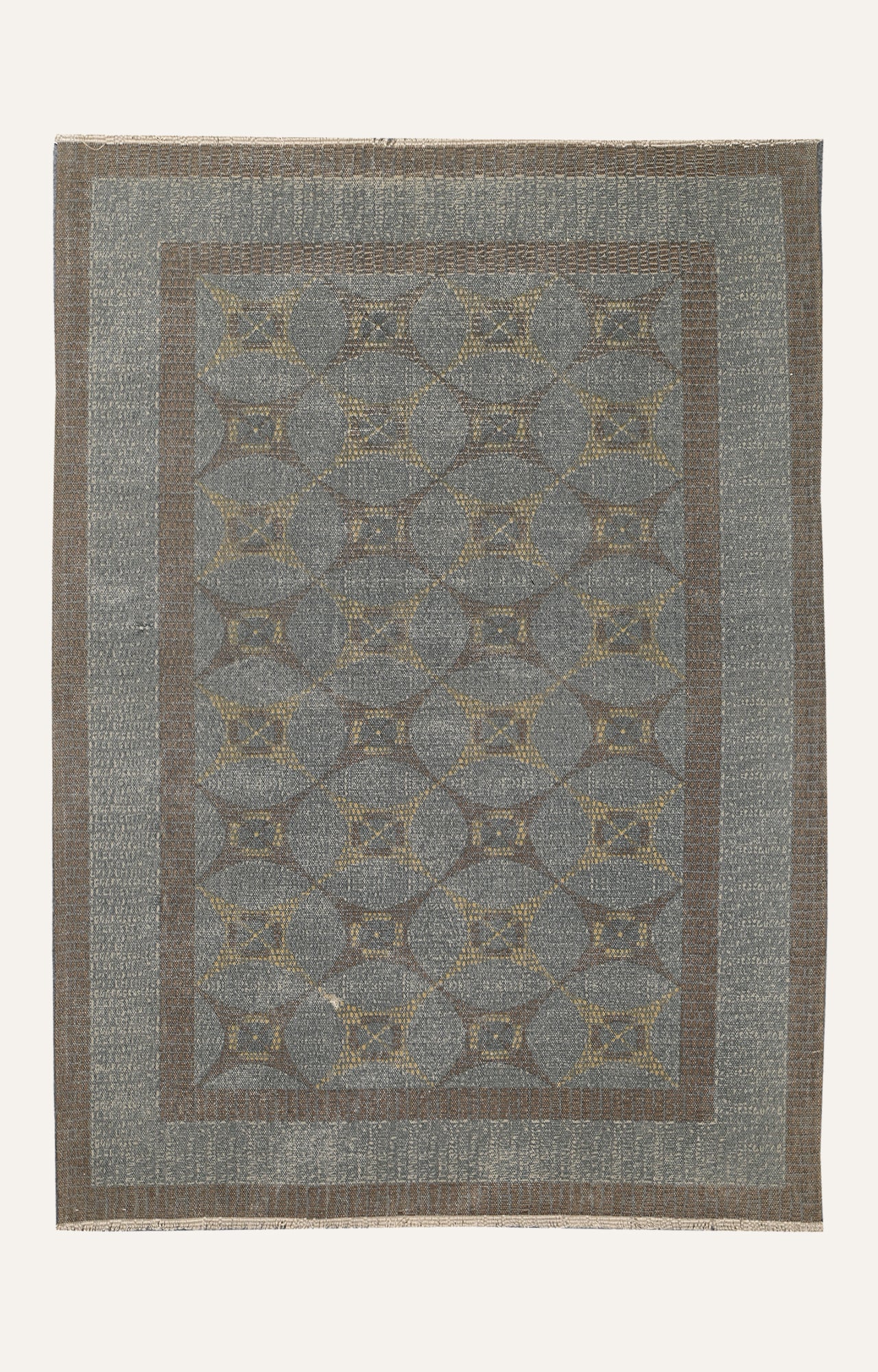 Grey & Ochre Medallion Cotton Rug