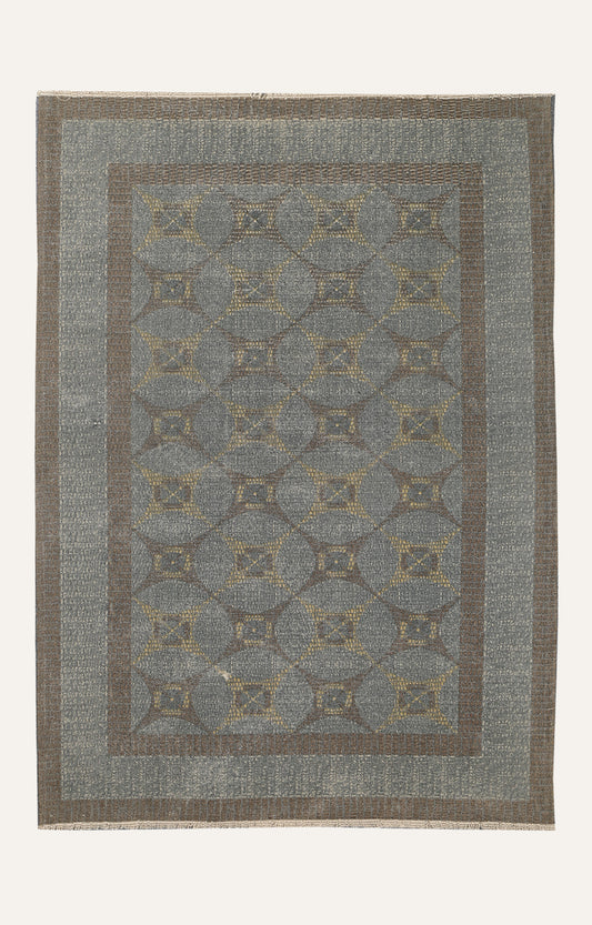 Grey & Ochre Medallion Cotton Rug